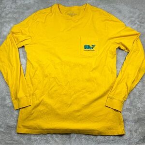 Vineyard Vines Whale T-Shirt Tee Long Sleeve Football Field Yellow Mens Medium